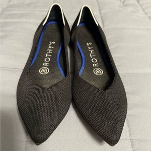 Rothy’s The Point White Halo Black Flats